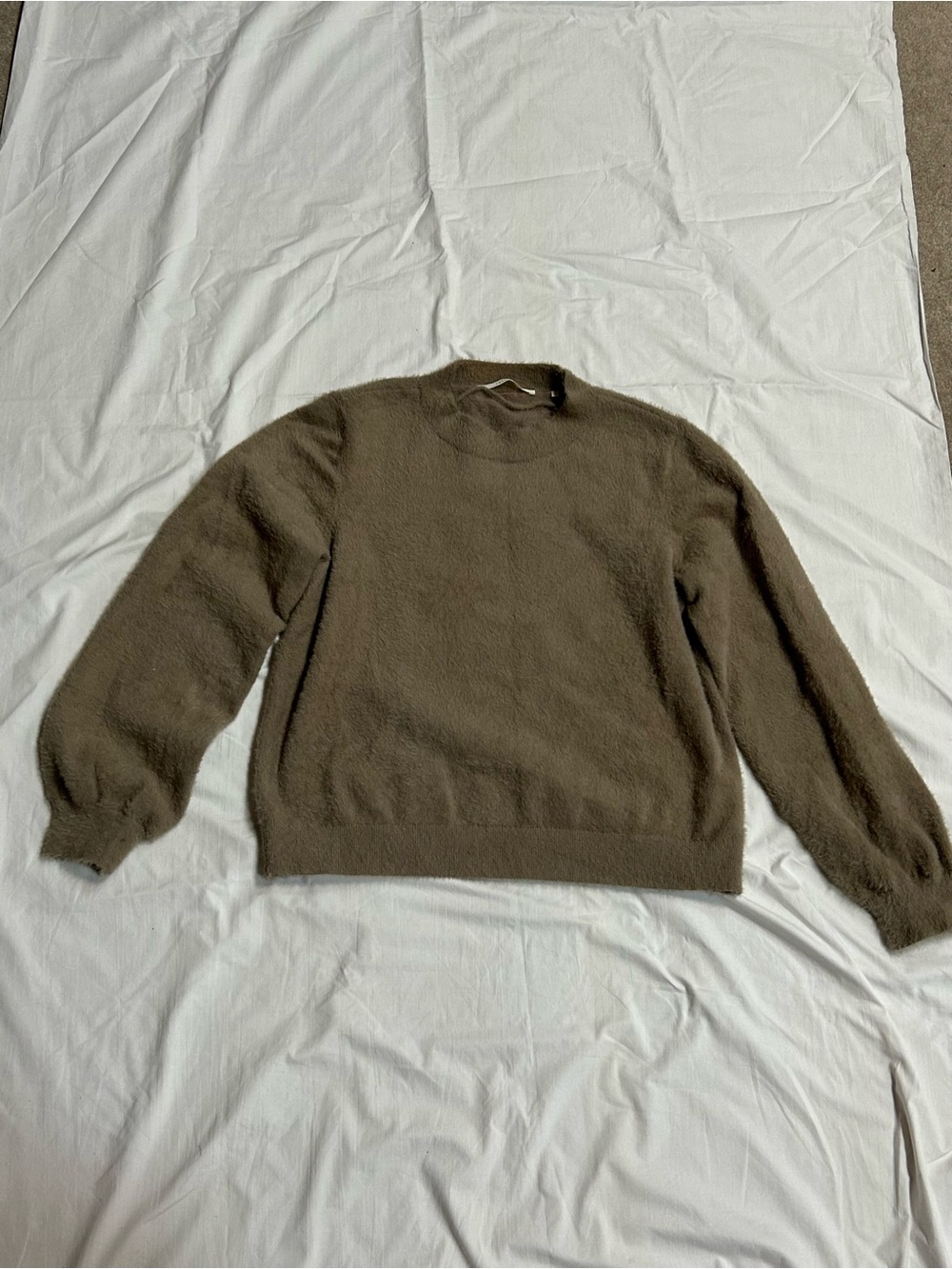 Yaya Women Brown Crew Neck Fuzzy Super Soft Sweater Size Large